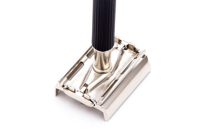 1966 L3 Gillette Black Handle Super Speed Safety Razor | Factory Nickel Revamp