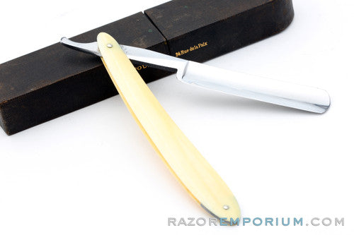 13/16'' Touron Paris Straight Razor Set | Ivory Hollow Ground Round Point | France
