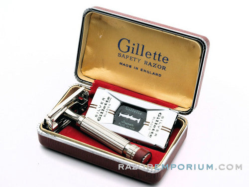 1950's Gillette No. 58 DE Safety Razor w/ Red Case & Blades | Made in England