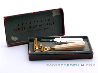 1940's Eversharp Schick Injector w/ Cream Bakelite Handle & Orig. Box