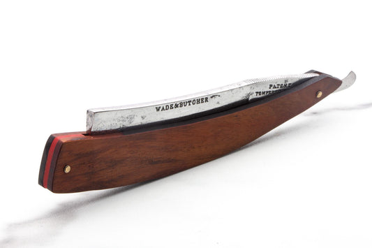 6/8" Vintage Restored Wade & Butcher Wedge Ground Straight Razor with Rose Wood Scales & Red Wedge Accent