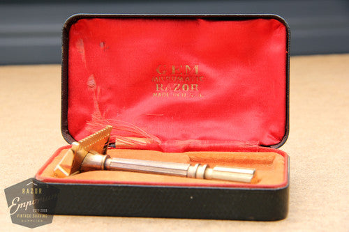 Gem 1930's Micromatic Single Edge Razor in Black Leather Case