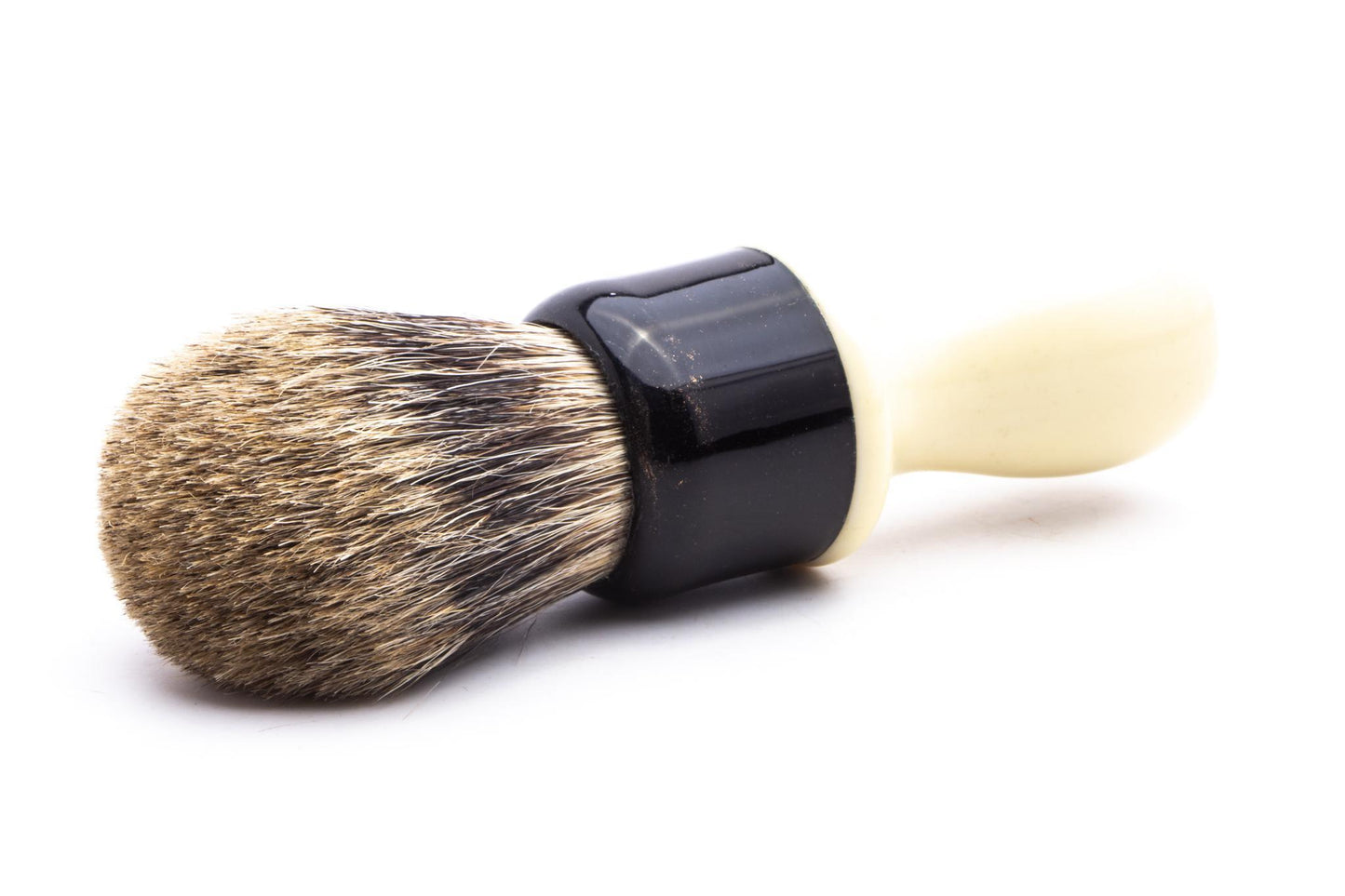 Vintage Restored | Rubberset Trade Mark Black & Cream Handle Shaving Brush