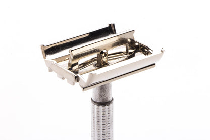 1960 F1 Gillette Light Blue Tip Double Edge Safety Razor | Factory Nickel Revamp