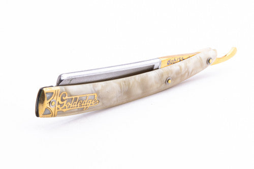 5/8" Dubl Duck Pearlduck Goldedge & Gold Inlay Celluloid Scales Straight Razor  | Solingen, Germany