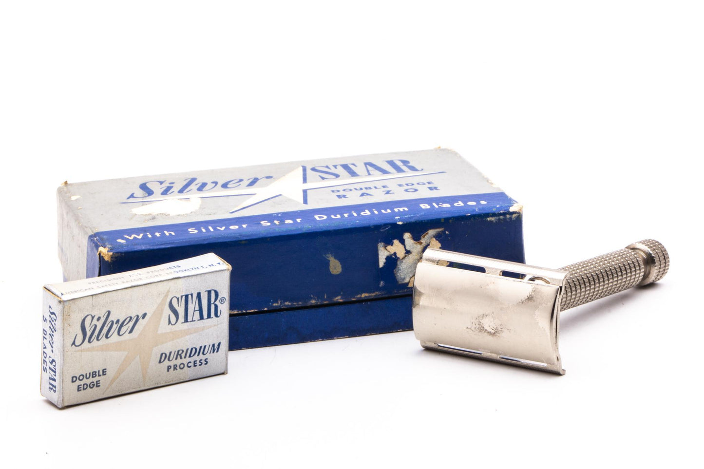 Vintage Silver Star Three Piece Double Edge Safety Razor Set | Original Condition