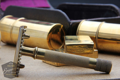 Gillette 1920 Gold Single Ring Old Type Travel Combination Set