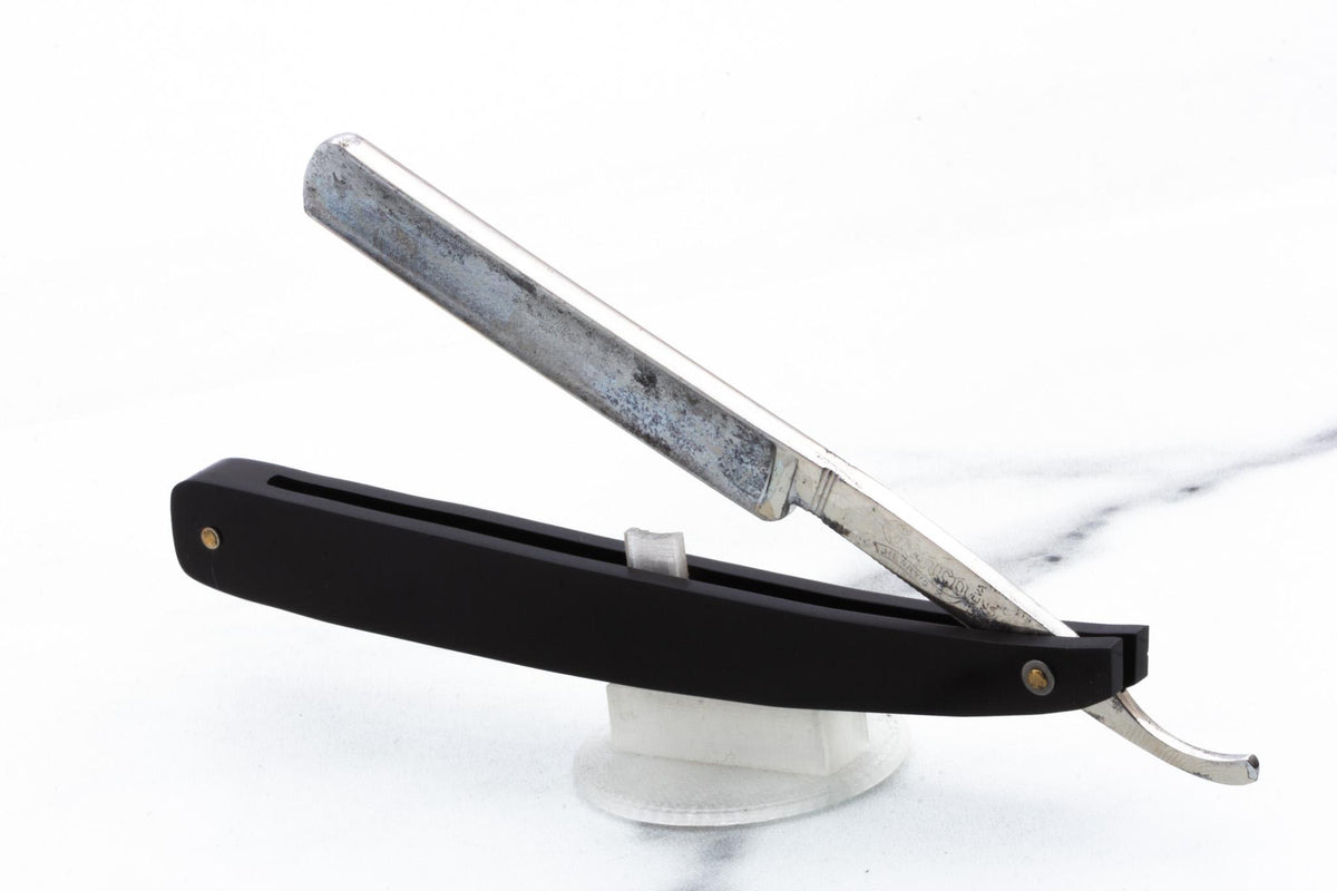 4/8'' Vintage Restored Genco Straight Razor With Black Acrylic Scales