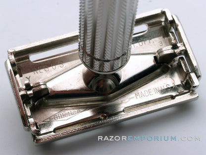 1953 Y3 Gillette President DE Safety Razor Set w/ Original Case, Instructions, & Blade Bank | New Old Stock - MINT
