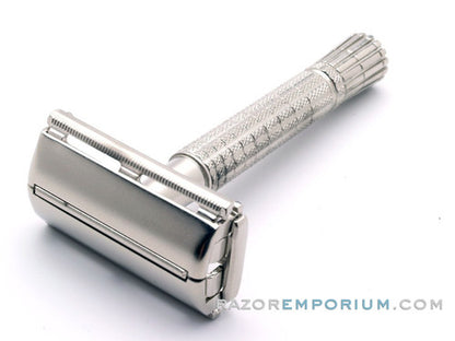 1959 E4 Gillette Flair Tip Super Speed Safety DE Razor | Factory Nickel Revamp