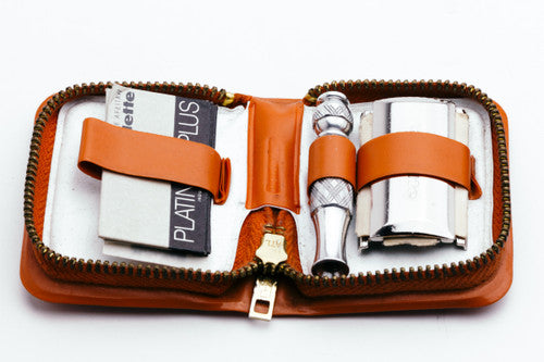1973 Gillette Travel Tech Safety Razor Leather Case