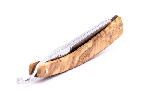 6/8" Ralf Aust Spanish Tip Straight Razor | Olive Wood Scales & Jimps Used