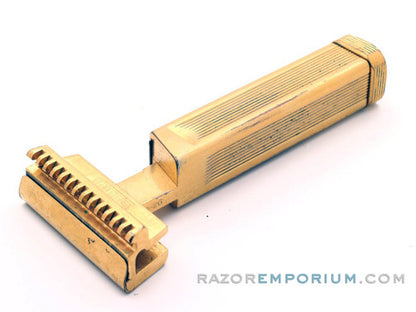 1930's Schick Type C3 Gold Repeating Injector Razor w/ Case & Blades