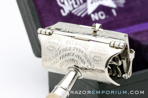 1919 Kampfe Brothers Star No. 1 Single Edge Safety Razor w/ Orig. Black Leather Case