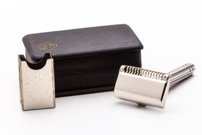 Gem Single Edge Safety Razor with Leather Case & Blade Bank