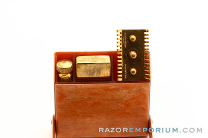 Gillette 1920's Gold New Improved Style Travel (DE) Safety Razor Set w/ Blade Bank