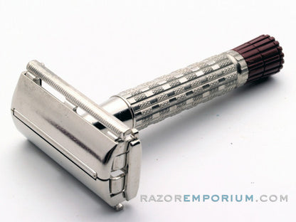 1959 E1 Gillette Heavy Red Tip DE Super Speed Safety Razor w/ Case, Instructions, & Blade Bank