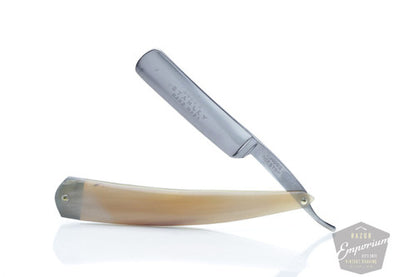 11/6" Moss's Stanley Round Tip Straight Razor | Handcrafted Custom Blonde Horn Scale