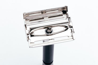 1967 M1 Gillette Black Handle Super Speed  DE Safety Razor | Factory Nickel Revamp