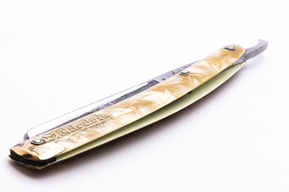 5/8" Dubl Duck Pearlduck Goldedge Straight Razor Original Gold Inlay Celluloid Scales | Solingen, Germany