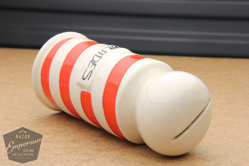 6" Red and White Barber Pole Porcelain Blade Safe