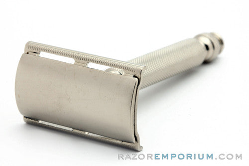1957 Gillette Ball End Tech DE Safety Razor Factory Nickel - C3
