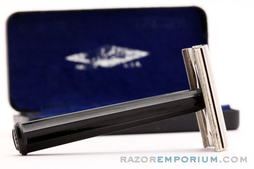 1940's Gillette Post WWII Bakelite Handle Etched Logo Tech DE Safety Razor
