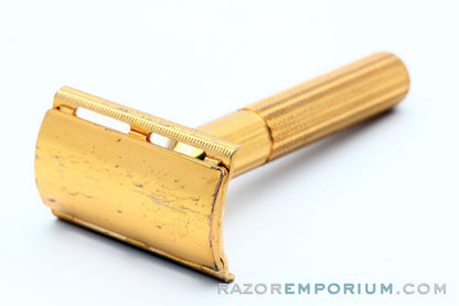 1947-51 Gillette Fat-Handle Tech Gold DE Safety Razor