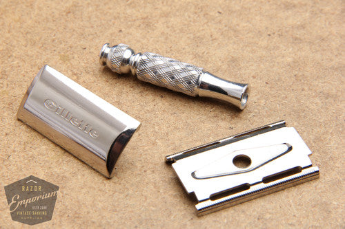 Gillette 1970 Mini Ball End Tech 3 Piece DE Razor w/ Etched Logo Cap - P3