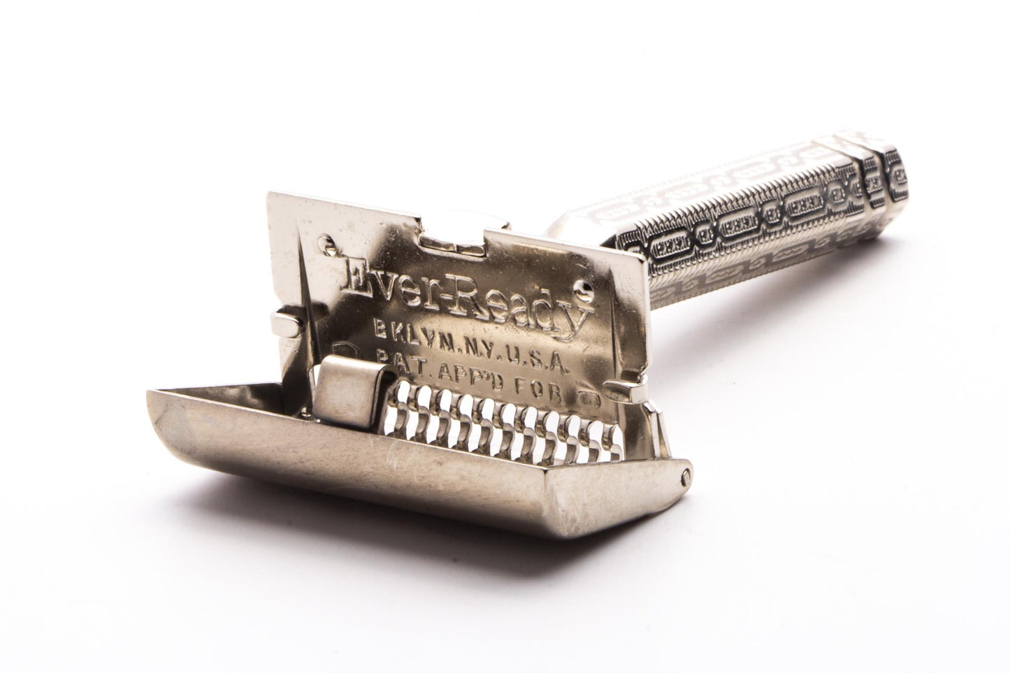 1920's Ever-Ready Single Edge Safety Razor with 1912 Chain Link Handle | Factory Nickel Revamp