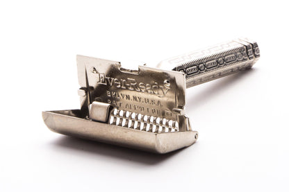 1920's Ever-Ready Single Edge Safety Razor with 1912 Chain Link Handle | Factory Nickel Revamp