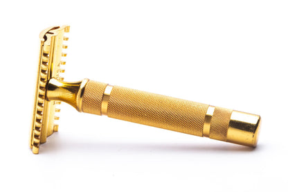 1930's Gillette NEW Gold Short Comb Common Bar Handle Razor Set | Original Condition