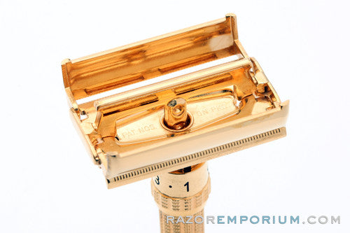 1965 Gillette K1 Slim Adjustable TTO Safety Razor 24K Gold Revamp
