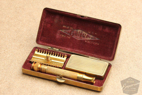 Gillette 1910s Floral Case with 1930s Long Comb New