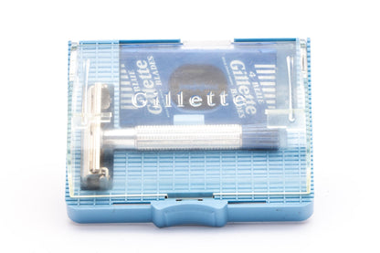 1960's Gillette Blue Tip Light Super Speed Safety Razor Set | Made in England