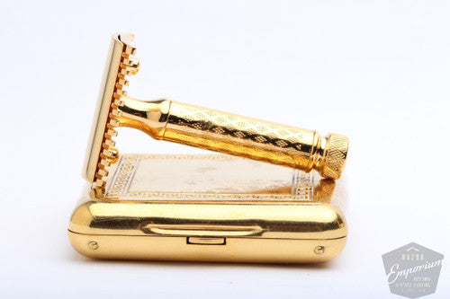 Gillette 1926 New Improved Tuckaway Style Travel Set - 24k Gold Revamp