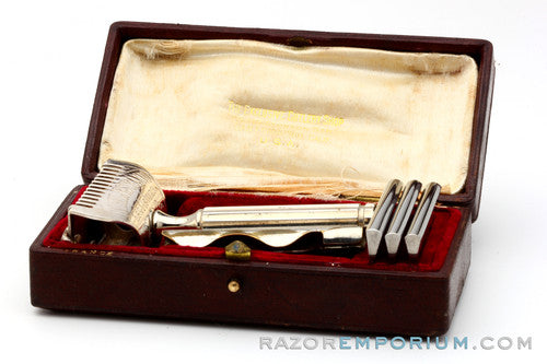 1920's C.V. Heljestrand Stainless Steel Single Edge Razor Set | Eskilstuna, Sweden