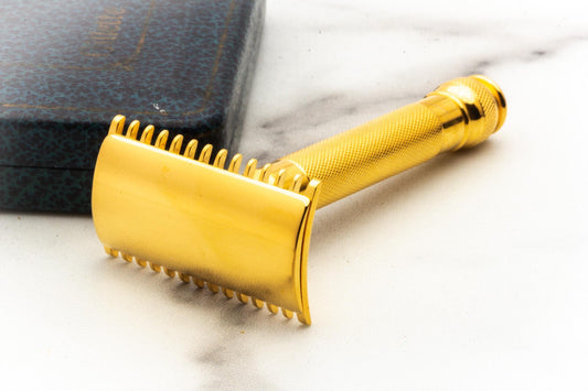 1930's Gillette Ball End Old Type Double Edge Safety Razor Set   | 24K Gold Revamp