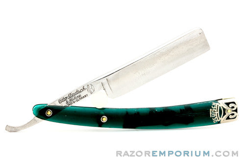 5/8" Otto Deutsch Sohne  Original Translucent Green Scales Straight Razor | Solingen, Germany