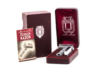 1930's Ronson Razor Double Edge Shaves & Sharpens Set | Original Condition