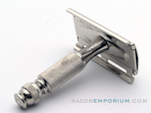 1966 L2 Gillette Travel Tech Safety Razor Black Leather Case