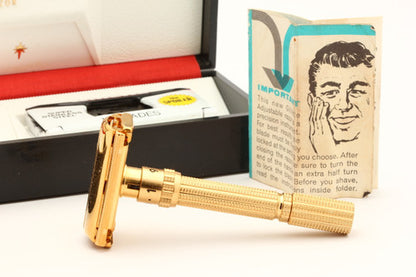 1963 G3 Gold Gillette Slim Adjustable Aristocrat Set Excellent