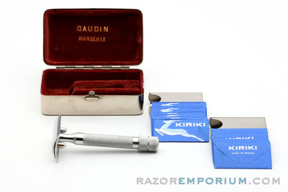 Gaudin Open Comb DE Safety Razor Set w/  Case Blade Bank & Blades | Marseille