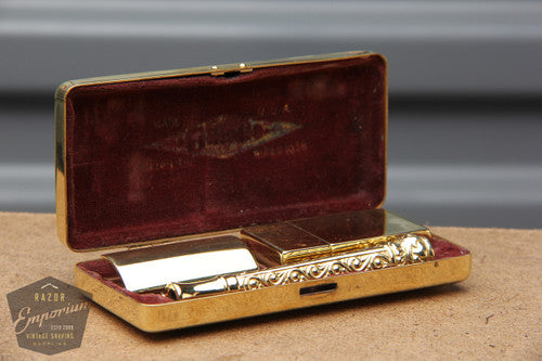 Gillette 1910 Gold ABC Pocket Edition - Old Type Open Comb DE Razor Set