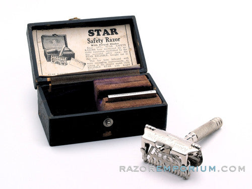 1920's Star Kampfe Brothers Single Edge Safety Razor 1912 Style w/ Leather Case