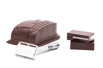 Gem 1930's Micromatic Single Edge Razor in Art Deco Case | Maroon