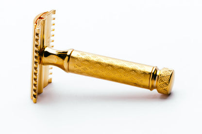 1930's Gillette NEW Norfolk / Tuckaway Style Travel DE Safety Razor Set 24K Gold Revamp