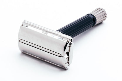 1967 M1 Gillette Black Handle Super Speed  DE Safety Razor | Factory Nickel Revamp