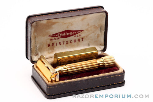 1946-47 Gillette Aristocrat Double Edge Safety Razor Original Set