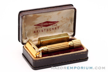 1946-47 Gillette Aristocrat Double Edge Safety Razor Original Set